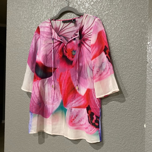 Chico’s black label women’s floral top size 2/XS - Picture 4 of 5